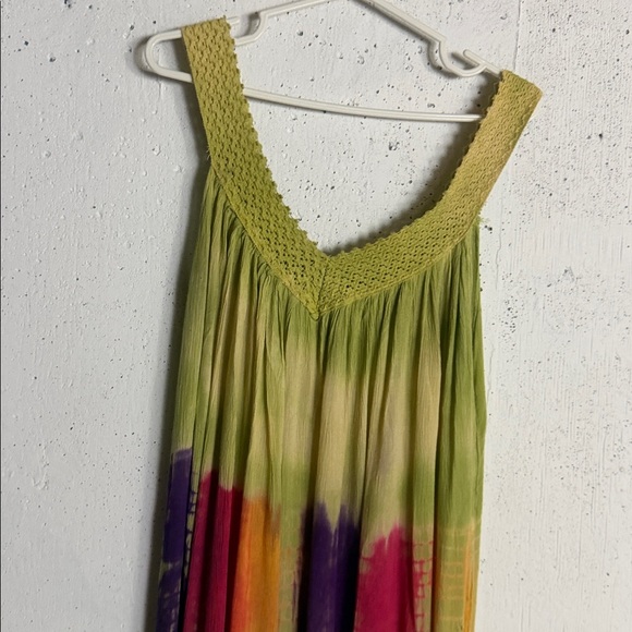 Vintage Green and Purple Maxi Dress, Free size - Picture 9 of 11